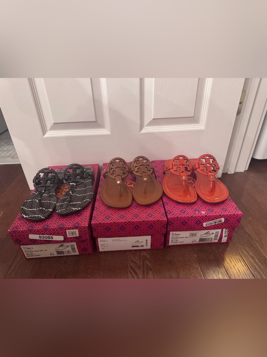 Tory Burch Shoes - Tory Burch Brown Miller Leather Thong Sandals
